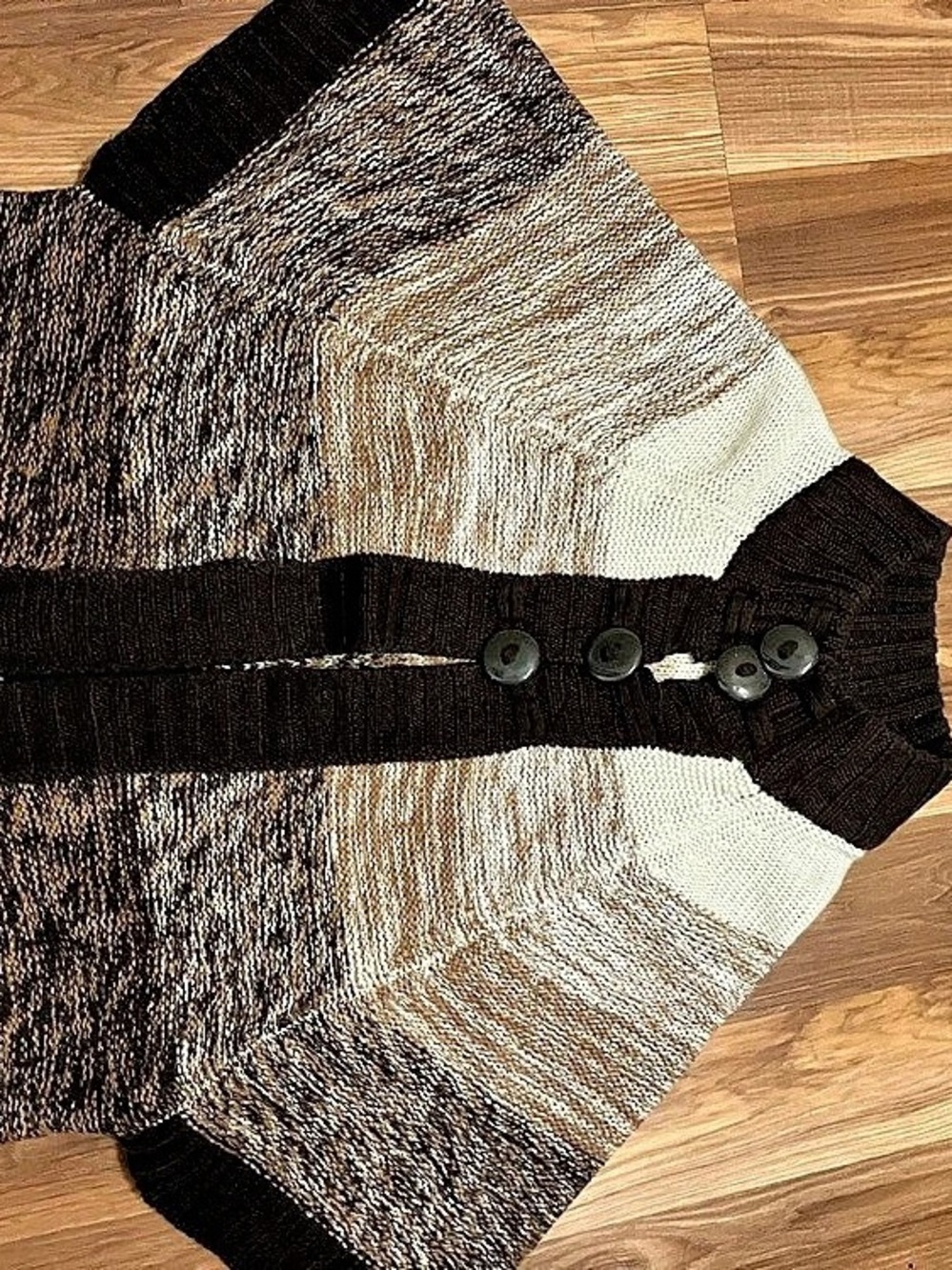 Allison Daley Color Block Button-Front Sweater Size Medium
